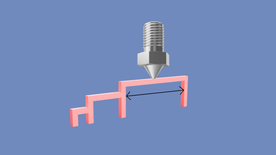 Photomontage of a 3D printing bridging model with a 3D printer nozzle over the top.