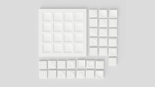 Top down view of a tactile matching game with tiled textures.