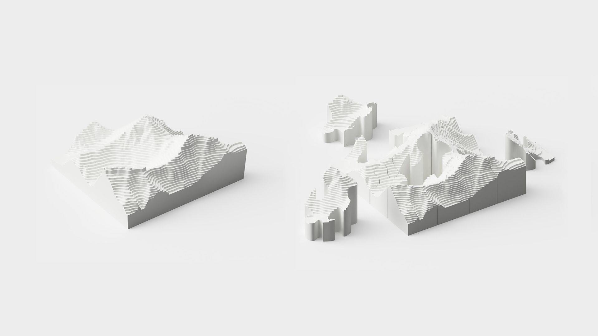Three dimensional contour map model of Mt Everest rendered in Fusion 360.