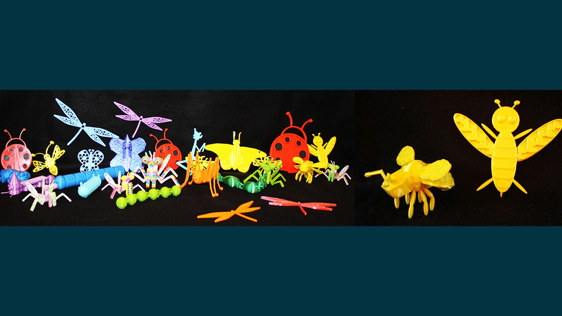 3D printed bugs.