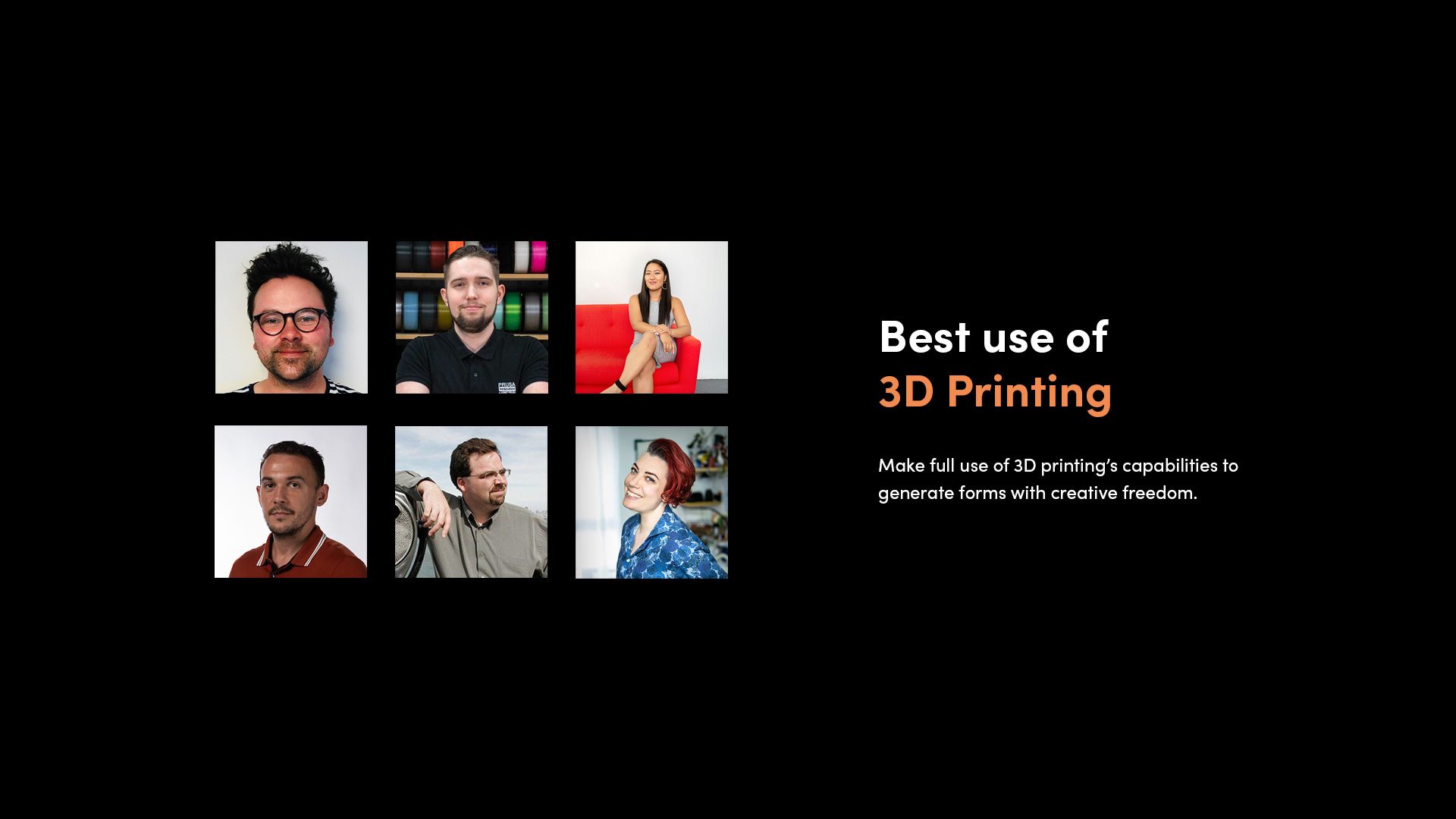 Collage of headshots showing the 3D Printing judging panel for the Make:able Challenge.