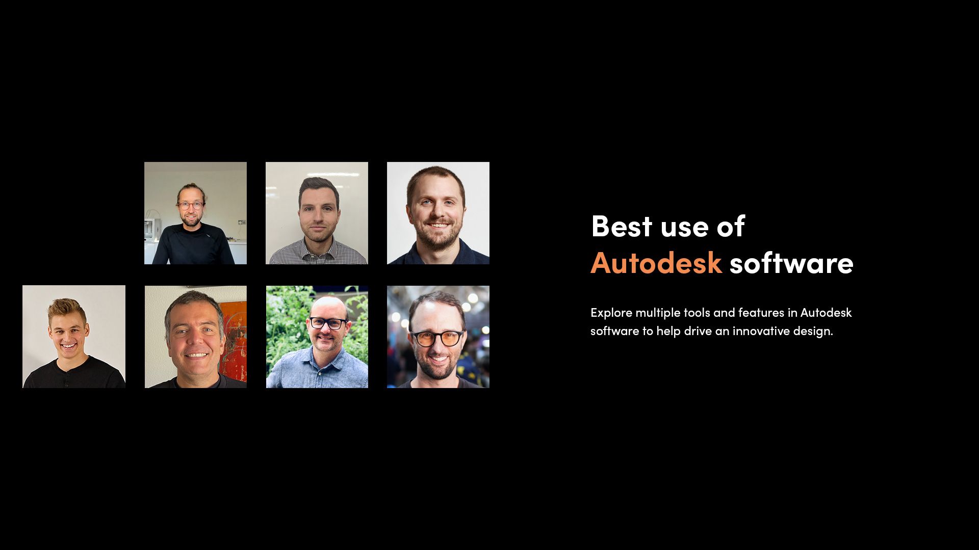 Collage of headshots showing the Autodesk judging panel for the Make:able Challenge.