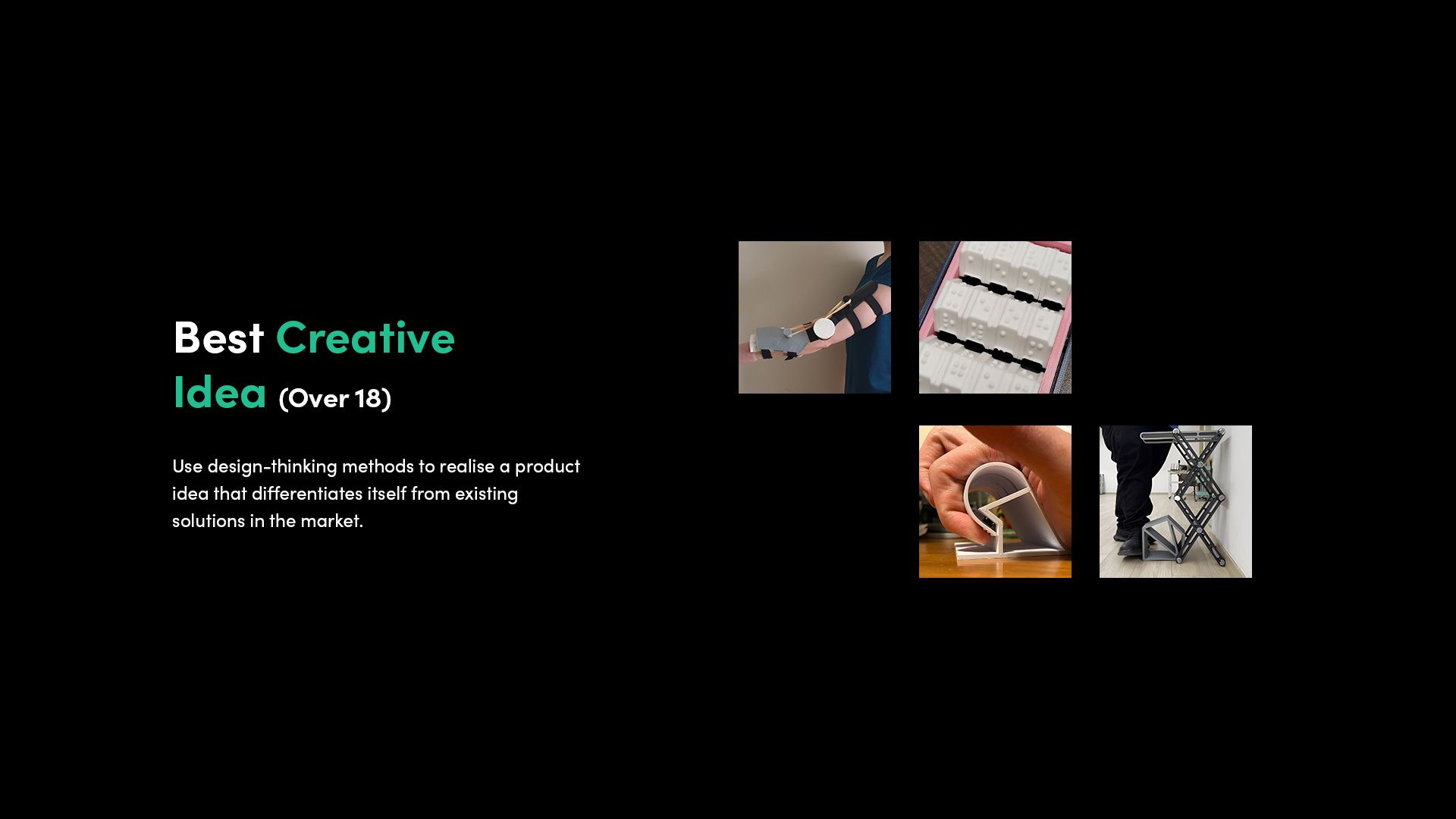 A selection of 3D printed assistive devices that made the finalist shortlist for the Make:able Challenge, in the category 'Best Creative Idea - Over 18'.