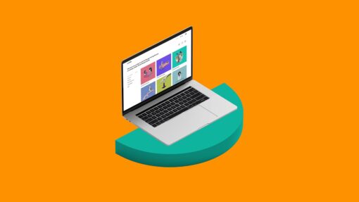 A macbook showing PrintLab's learning platform.