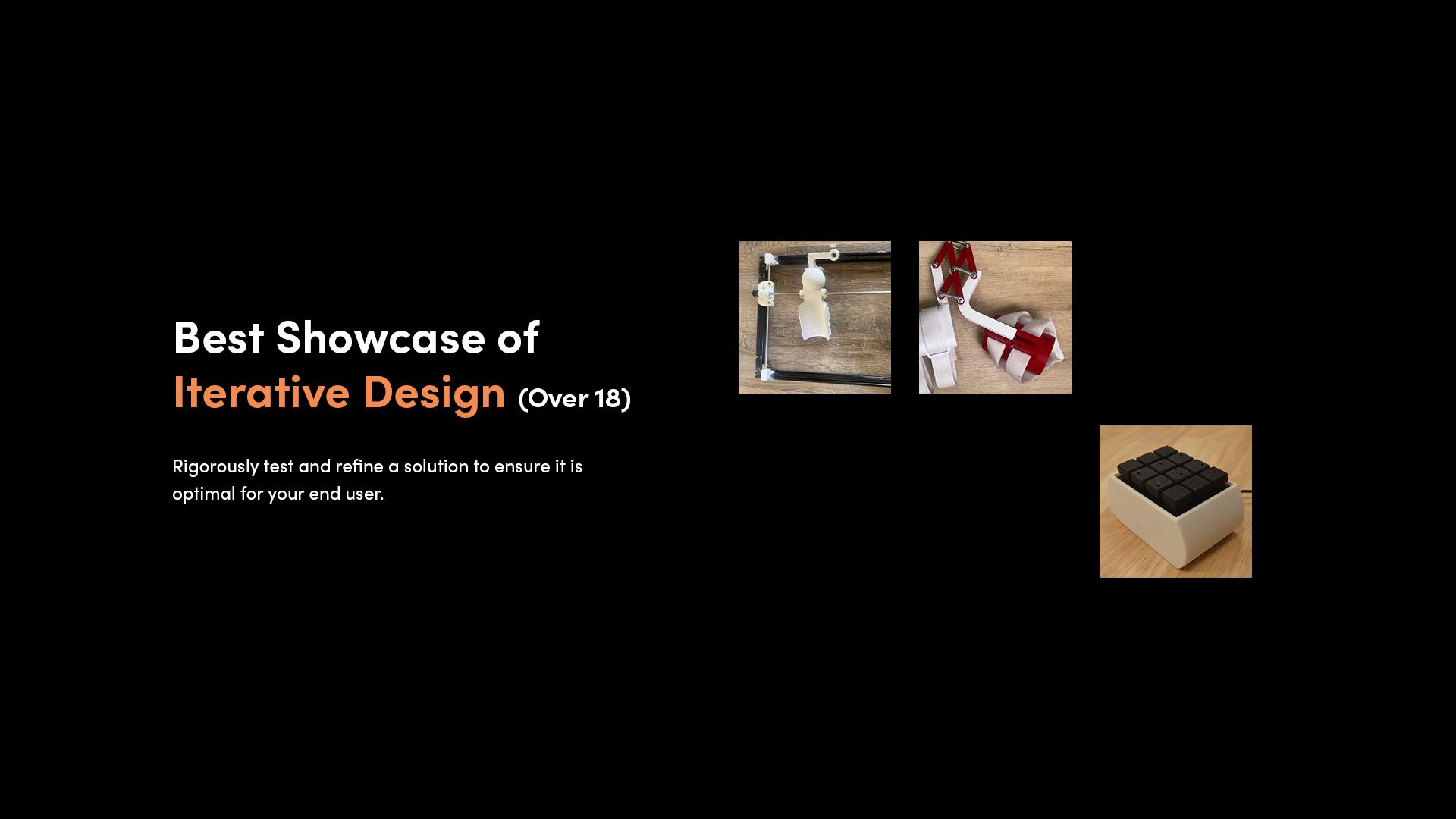 A selection of 3D printed assistive devices that made the finalist shortlist for the 2025 Make:able Challenge, in the category 'Best Showcase of Iterative Design - Over 18'.