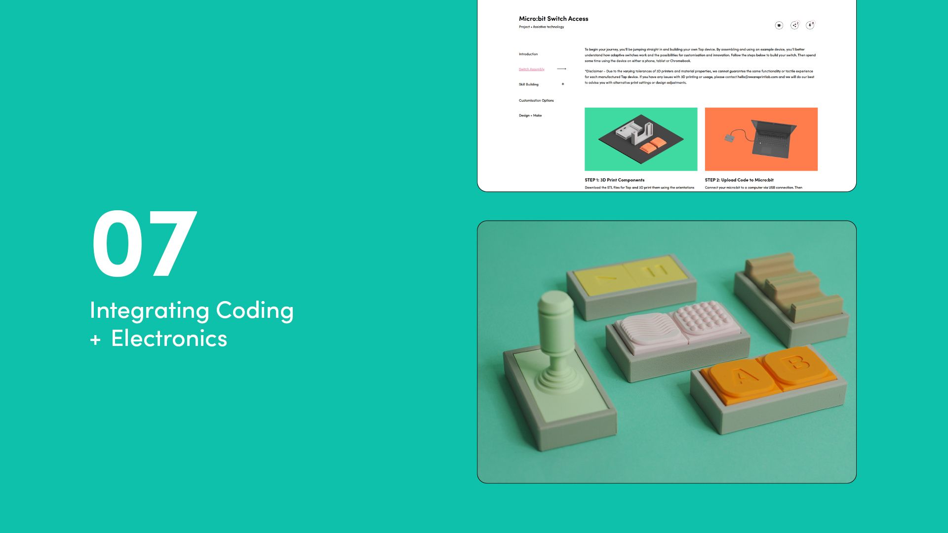 2 website screens showing the step 7 - coding courses from PrintLab's AT pathway.