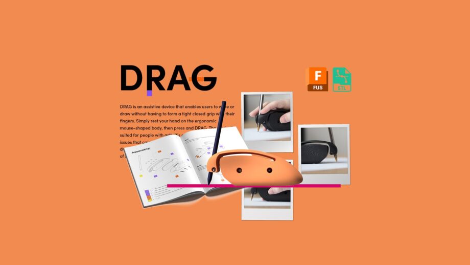 A collage of open source resources and visuals for PrintLab's DRAG assistive writing aid.
