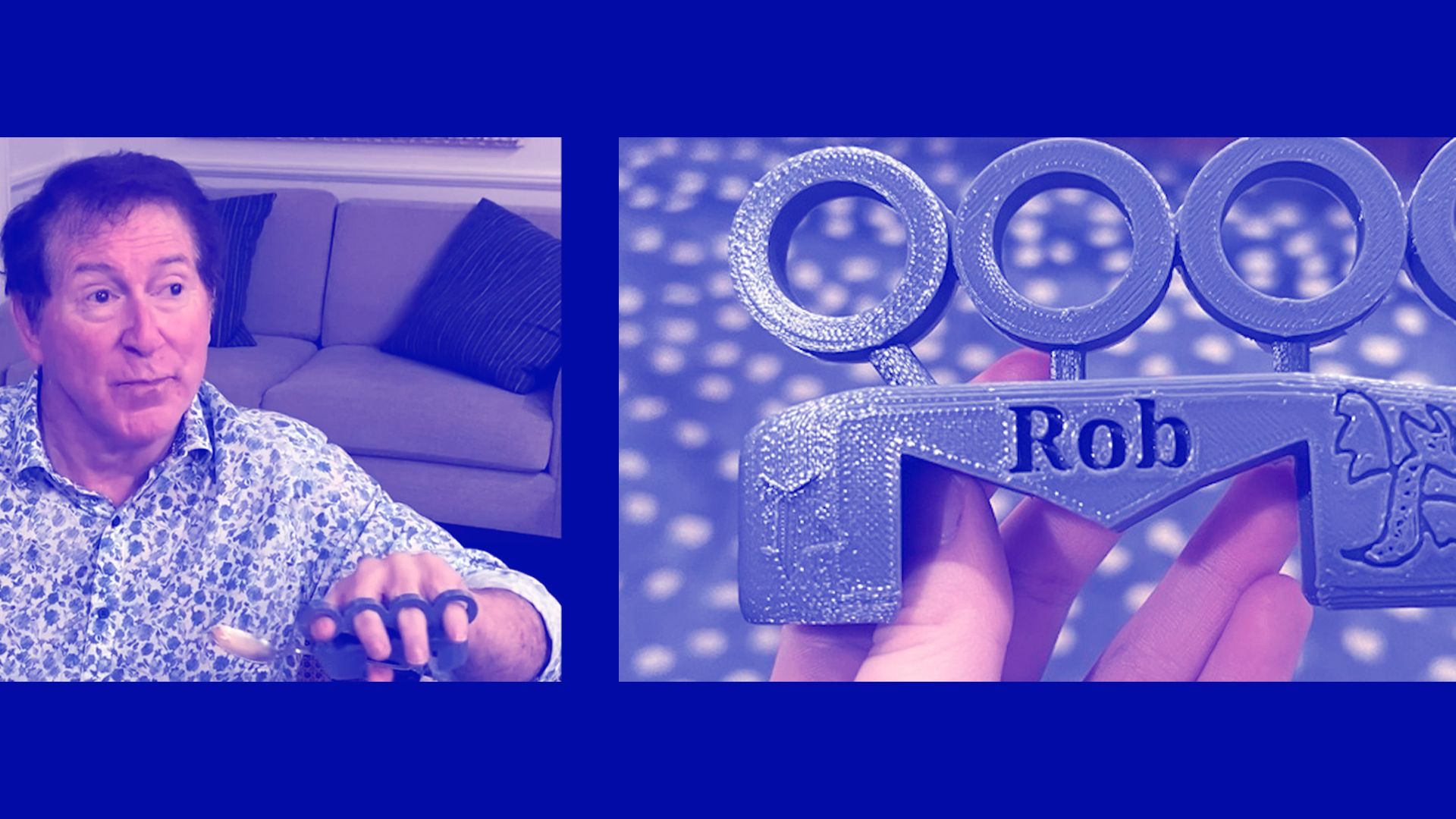 Close-up of a 3D printed assistive grip device designed for easier hand control.