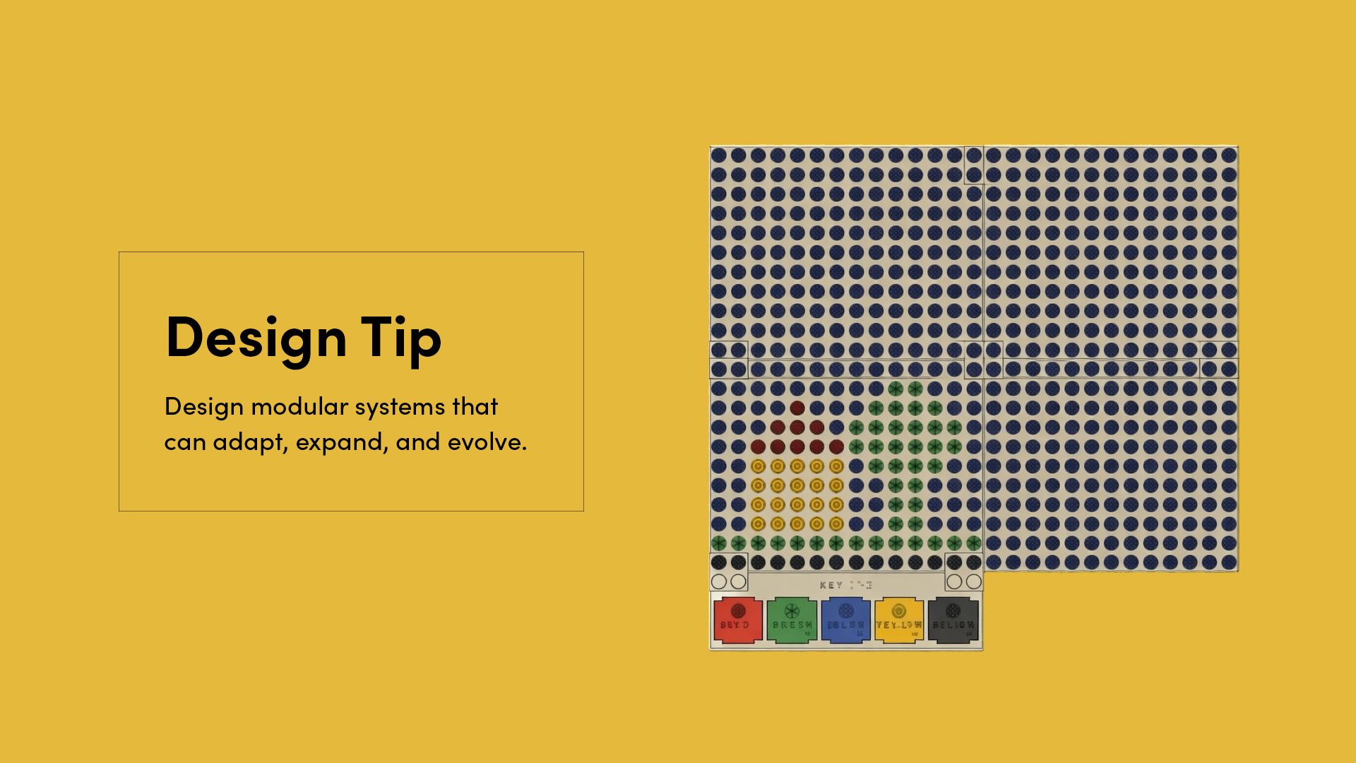 Modular KIBO art board panels connected together to create a larger tactile design surface.