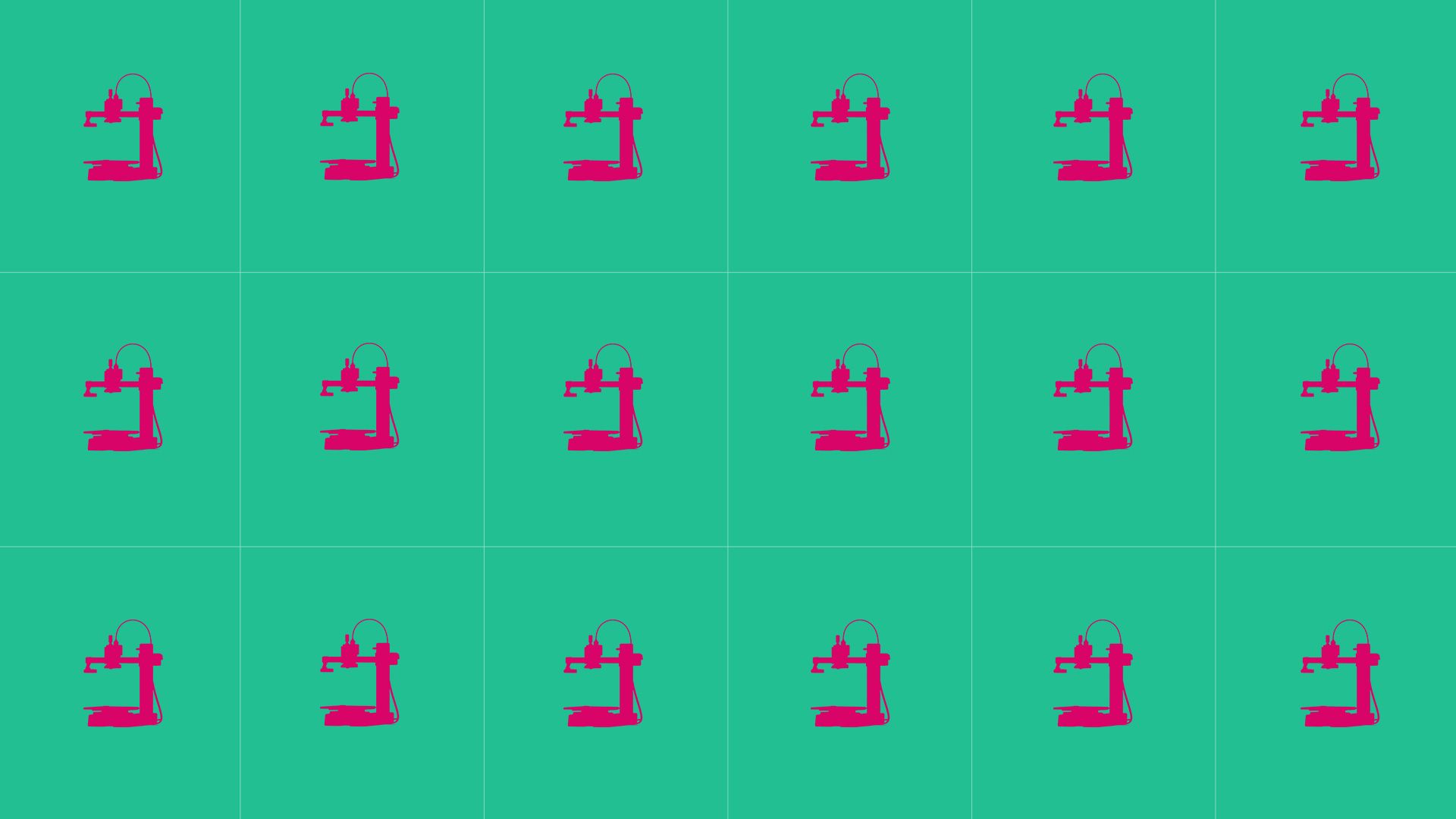 Grid of 3D printer silhouettes on a coloured background, representing multiple Make:able Challenge prizes.