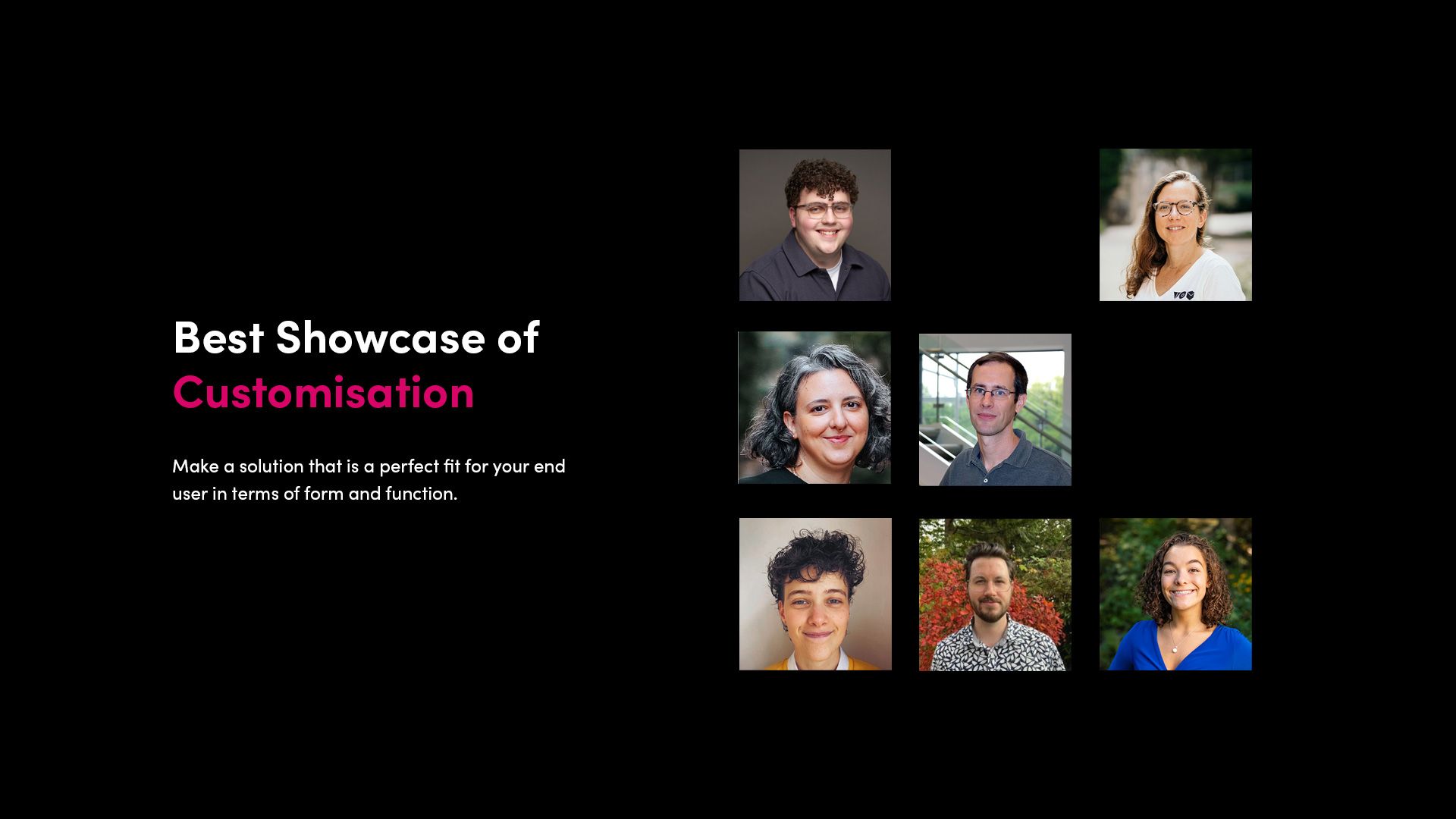 Collage of headshots showing judges for the Best Showcase of Customisation category in Make:able 2026