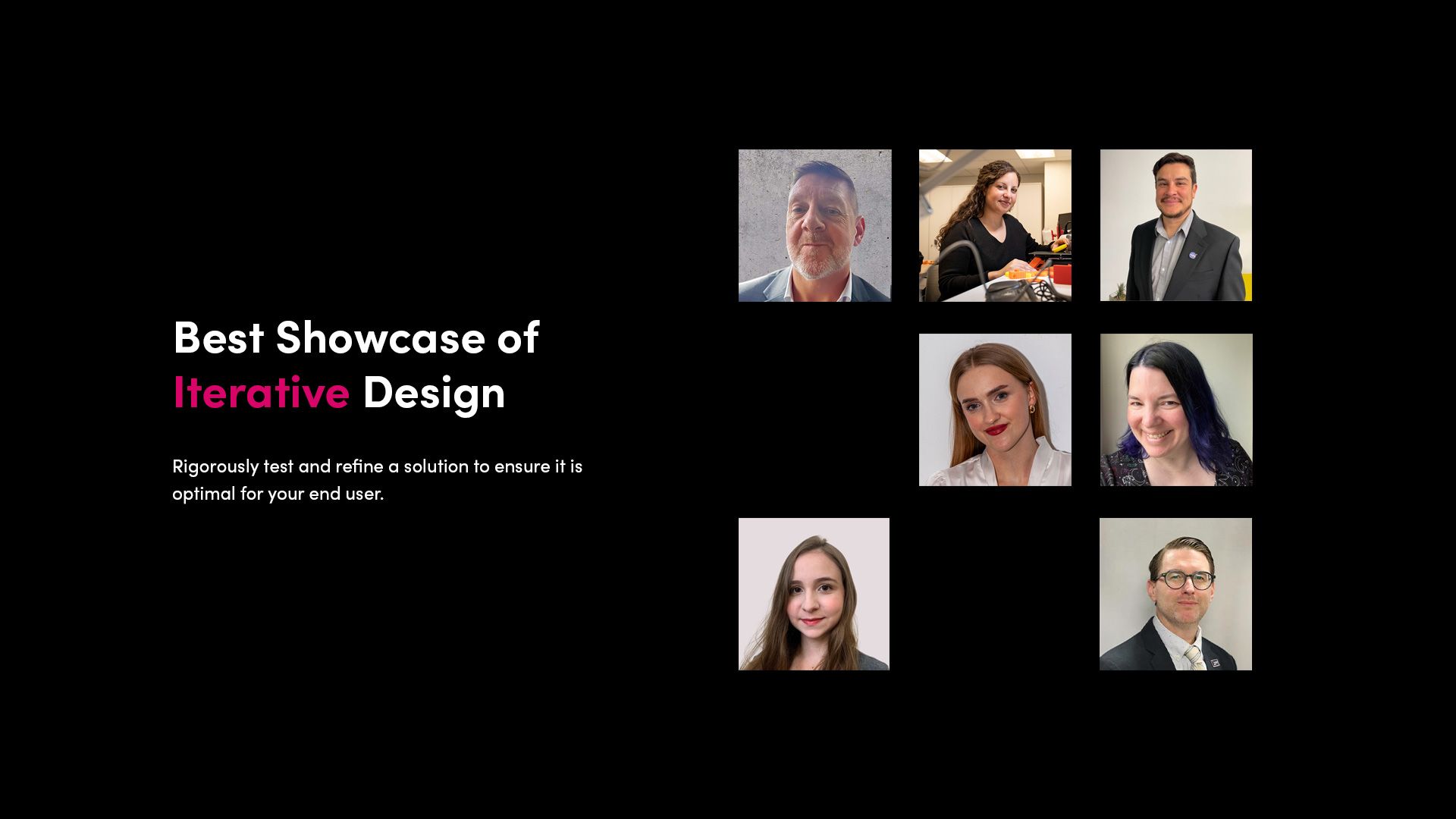 Collage of headshots showing judges for the Best Showcase of Iterative Design category in Make:able 2026