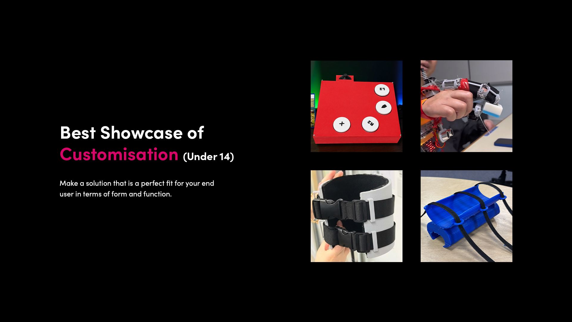 Best Showcase of Customisation (Under 14): Collage of finalist entries in the Best Showcase of Customisation (Under 14) category.