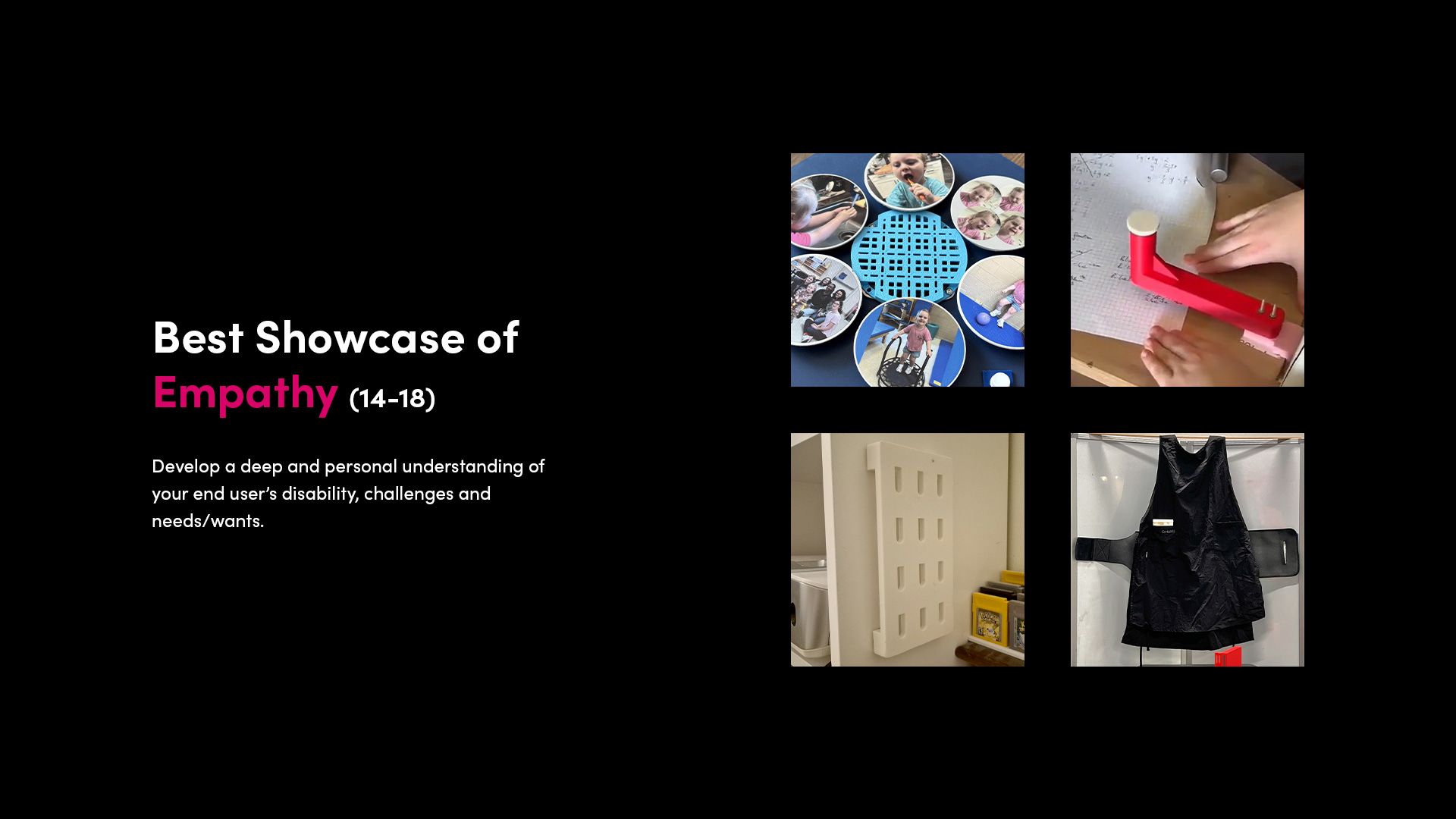 Best Showcase of Empathy (14–18): Collage of finalist entries in the Best Showcase of Empathy (14–18) category.