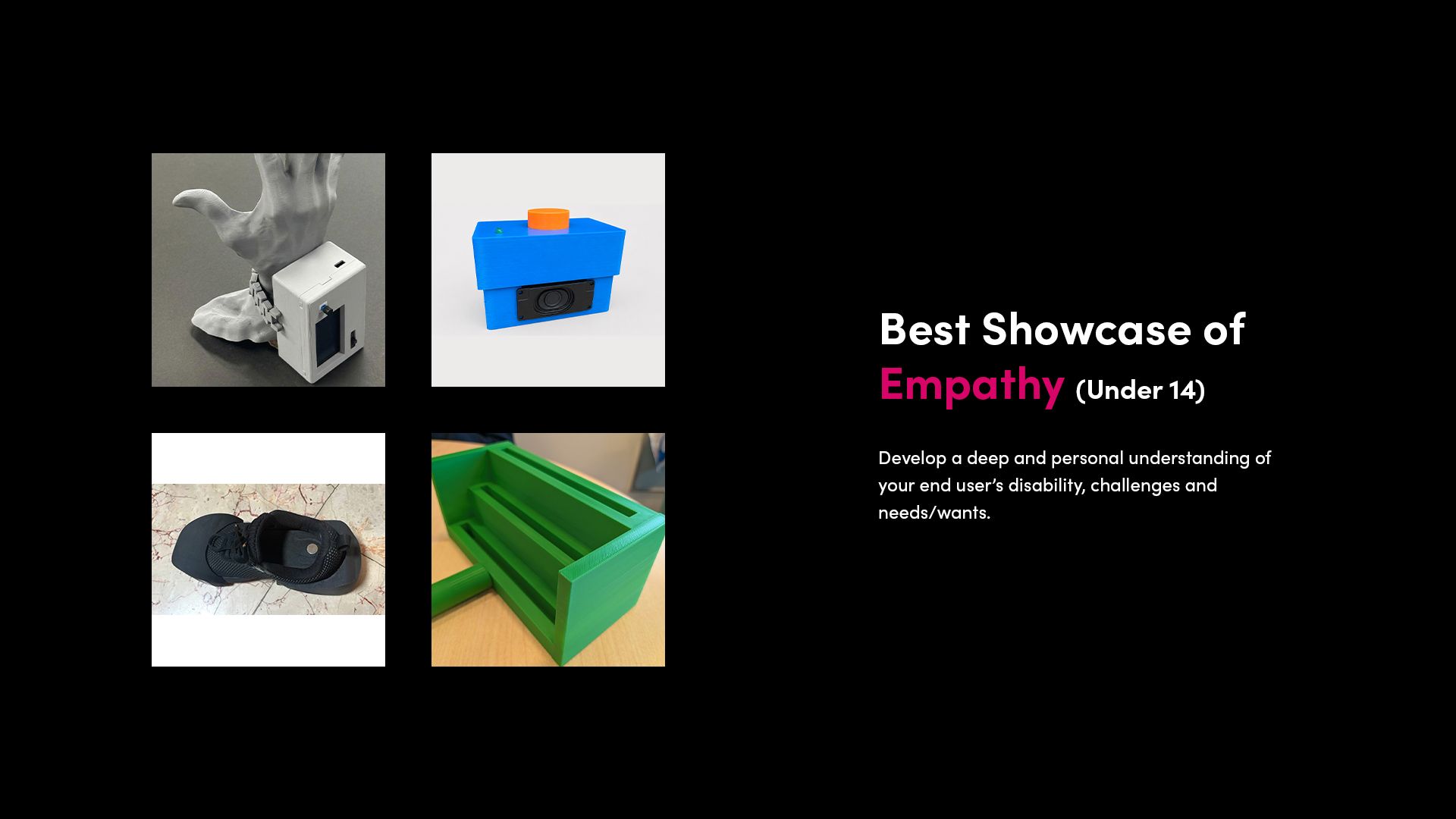 Best Showcase of Empathy (Under 14): Collage of finalist entries in the Best Showcase of Empathy (Under 14) category.