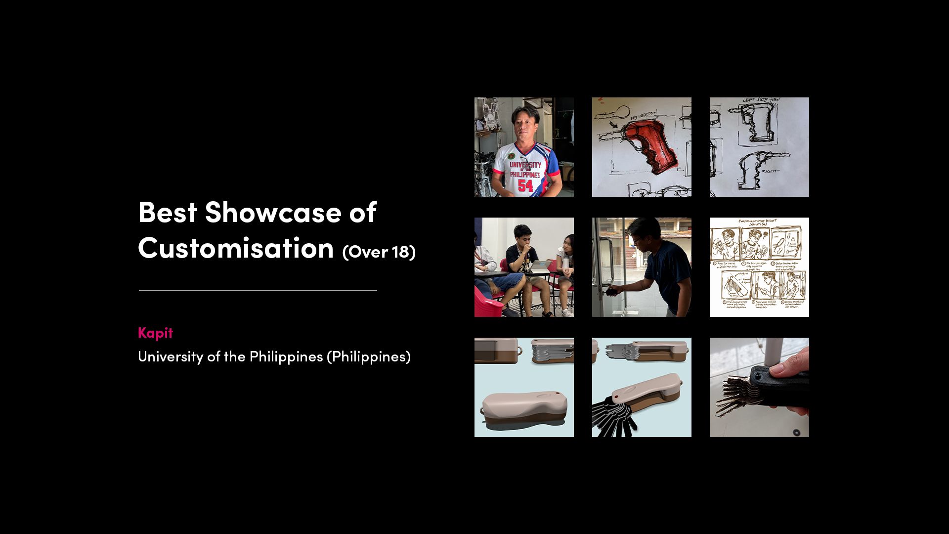 Best Showcase of Customisation (Over 18) winner Kapit from the University of the Philippines, showcasing a personalised key holder.
