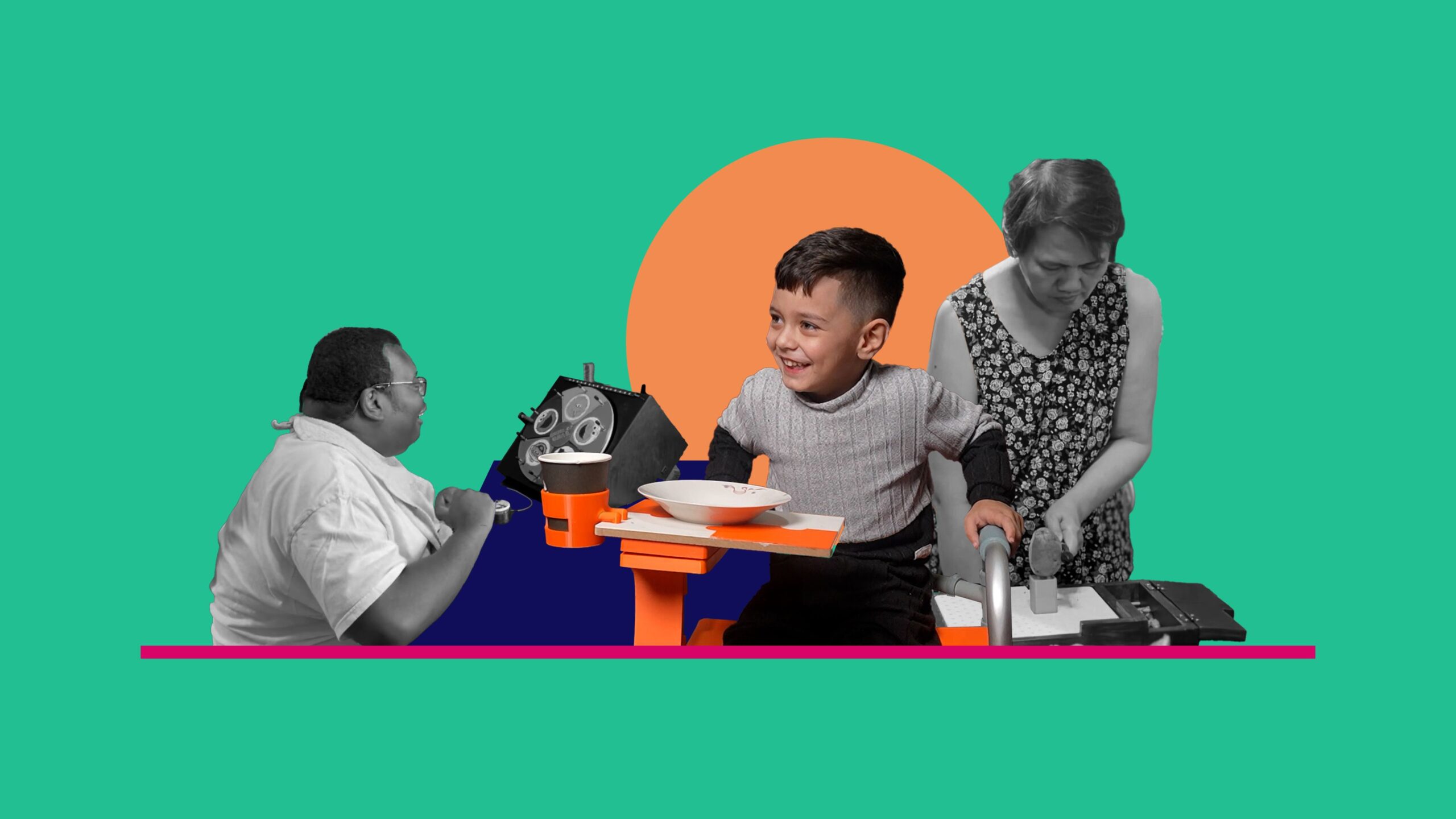 Collage featuring several winning assistive technology projects from the 2026 Make:able Challenge.